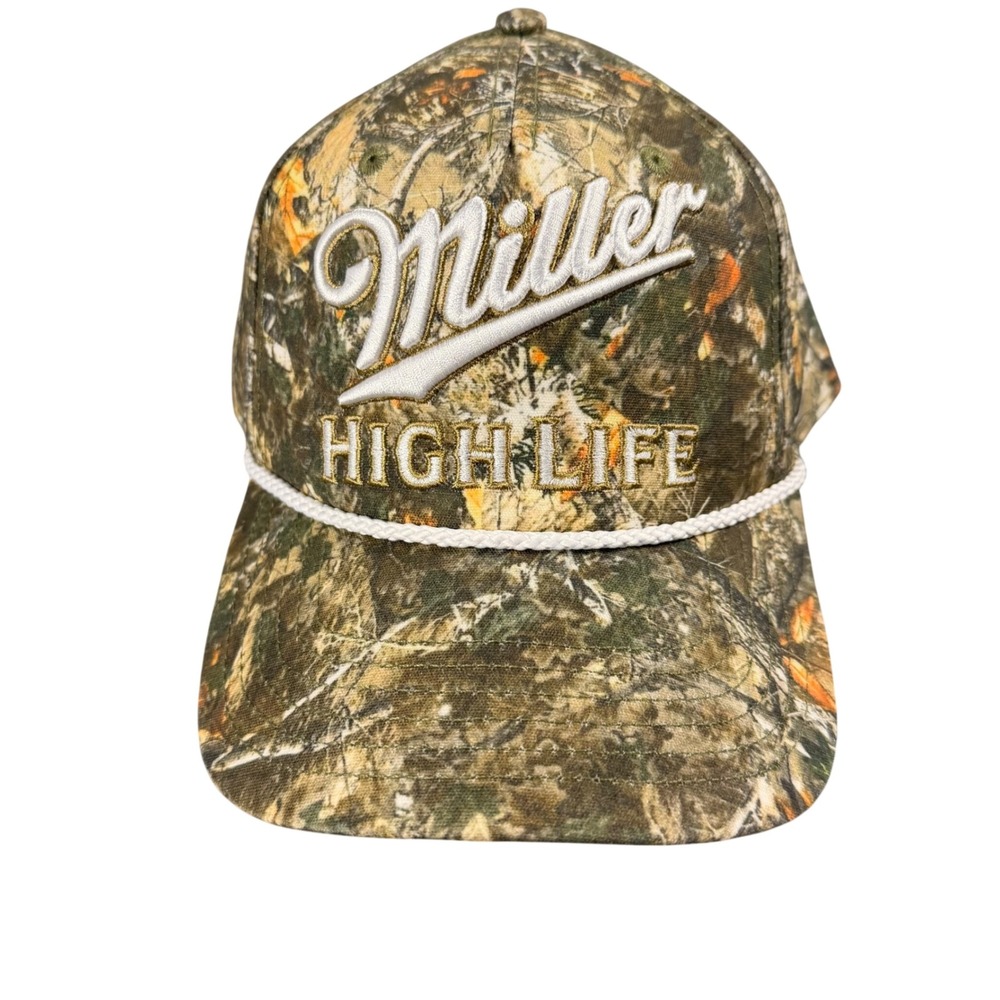 Miller High Life Camo Snapback Hat Rope Trucker Cap Woodland Camouflage NEW